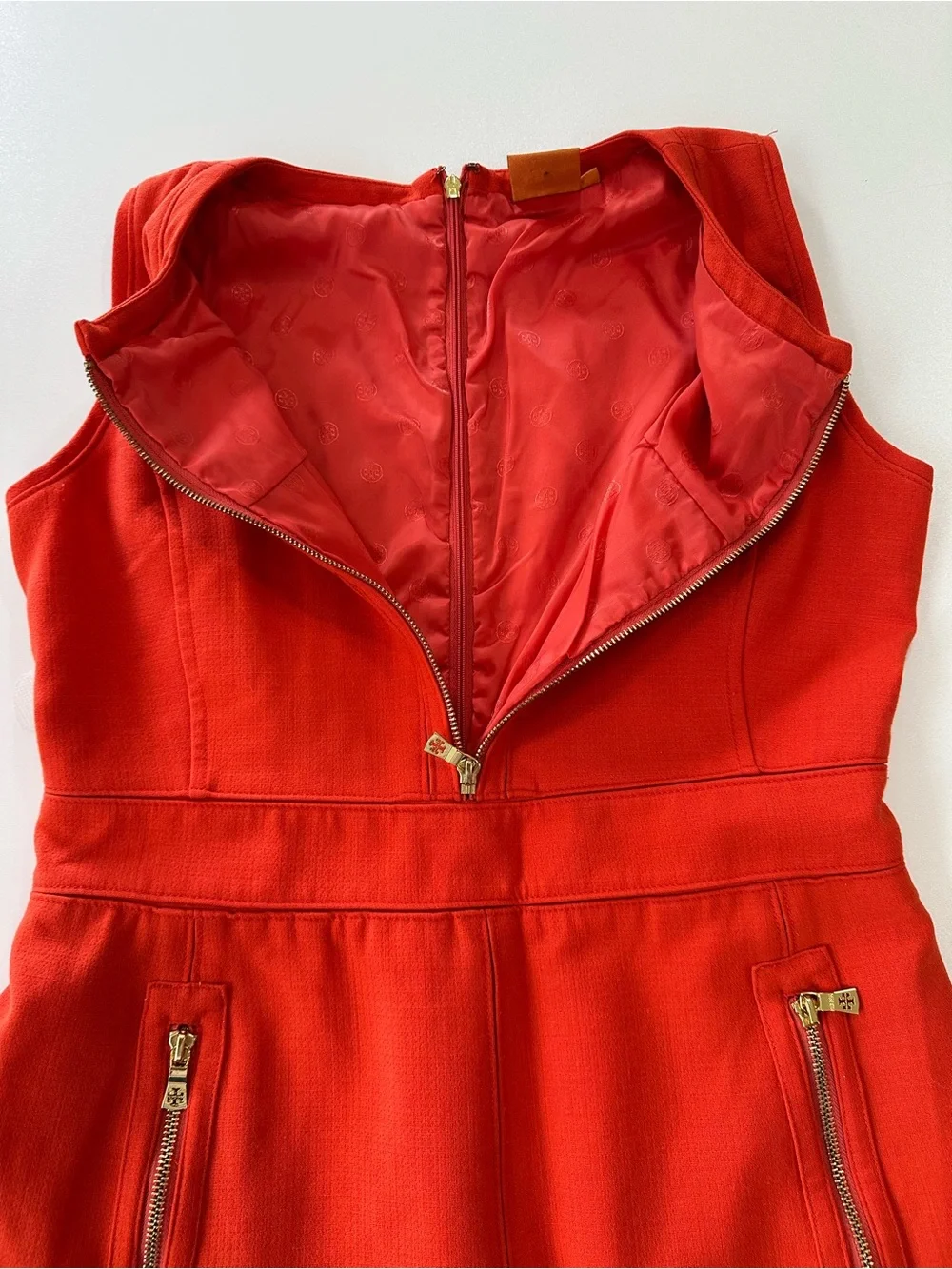 TORY BURCH  Mariel Sleeveless Marmalade Color  Dress Size 10 Wool Blend